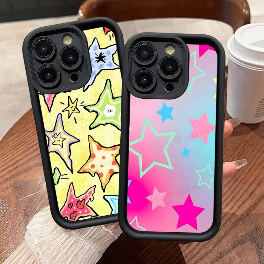 Cartoon Star Phone Case For IPhone 17 16 15 14 13 12 11 Pro Max Plus Silicone Shockproof Case