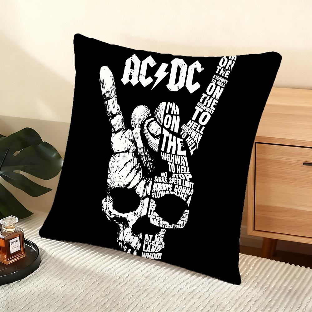 Kuddfodral Silkeslen Kort Plysch Hemmasoffa Kuddfodral - Dold Dragkedja Heminredning A-A-ACDC Rockband
