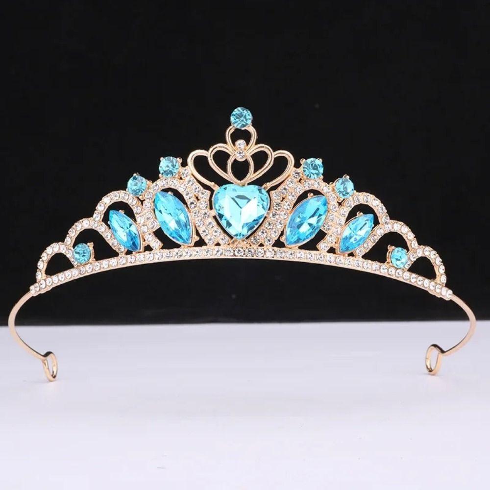 Bling Bling Crystal Headpiece Crown Heart-Shaped Children's Crown  Ballet Performance