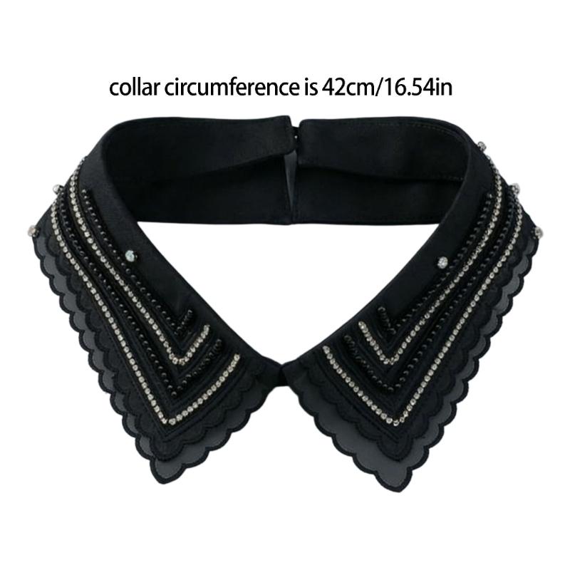 Jeweled Rhinestones False Collar Beaded Lace Spread Lapel Graceful Art Collar Sweet Shawl False Decorative Shawl