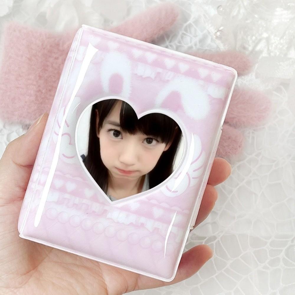 Pink Love Bow Card Album PVC with 16 Internal Pages Photocard Binder Collectible Card Album 3 Inch Mini Idol Card Collect Book