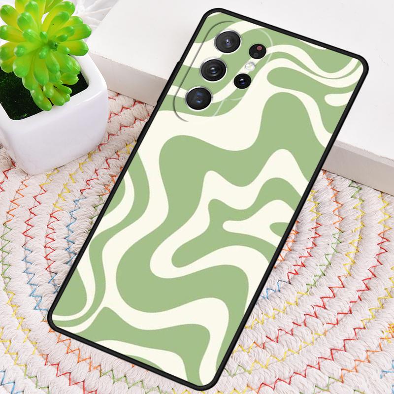 Liquid Swirl Abstract Beige Sage Green soft Phone Case For Samsung Galaxy note 10 pro S26 S25 S24 S23 S22 S21 Plus Ultra Cover