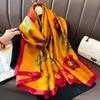 Retro Printed Scarf Fashionable and Versatile Silk Scarf for Women on Sun Protection Beach Towel Thin Warm Scarf