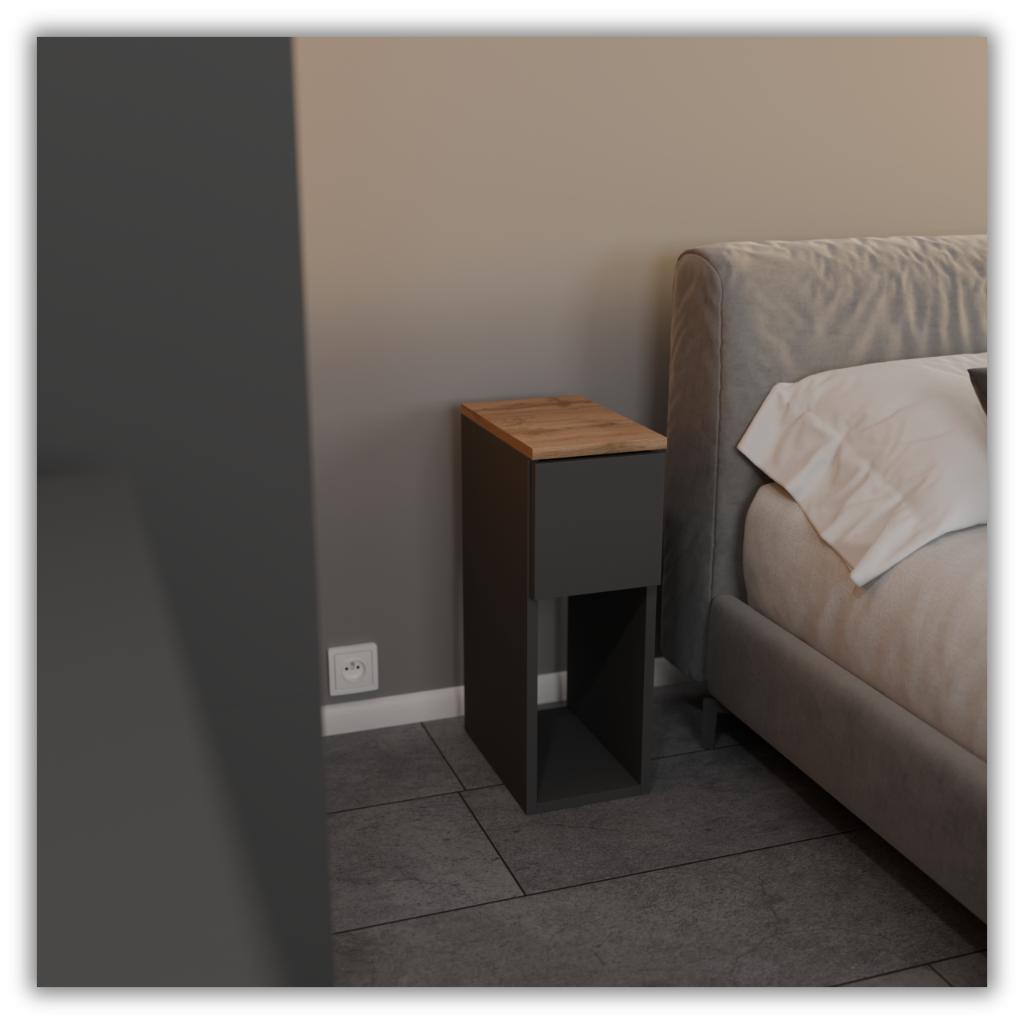 Comodino Stretto Rovere Grigio Wotan 20 Cm Tavolino Da Comodino Per Camera Da Letto Loft