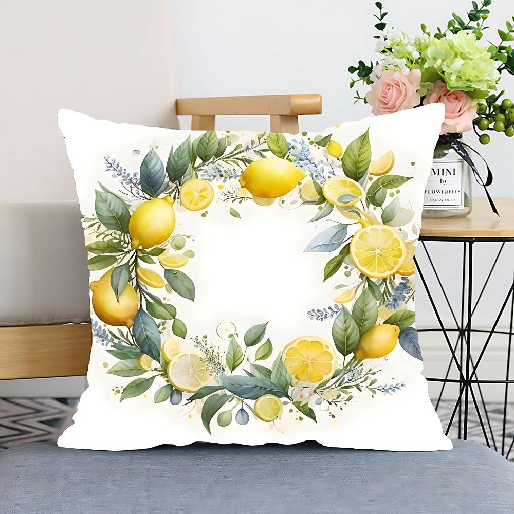 Yellow Lemon Pattern Summer Pillow Case Cushion Cover Polyester Pillowcase Decorative Sofa Cushion Pillowcase Home Decor