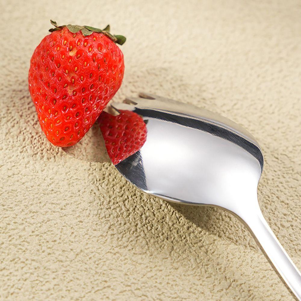 Stainless Steel Spork Dessert Spoons Long Handle Dessert Spoon Soup Spoons  for Kitchen Tools