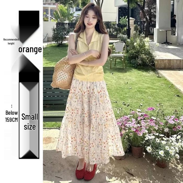 2025 High-Waisted Floral Patchwork Midi Skirt with Lining - Slimming, Versatile Summer Style for Women