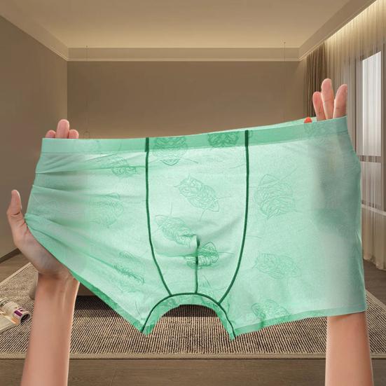 Men Boxer Underwear Low-rise Perspective Thin Shorts Panties Perspective Embroidery Lace Owl Pattern U-convex Underwear