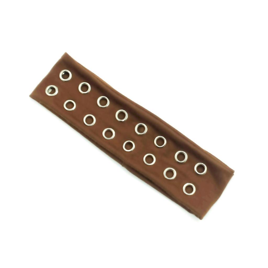 Punk Girl Elastic Headband With Hollowed Eyelets For Steampunk And Metal Rock Party Wear Women Fashion Accessories