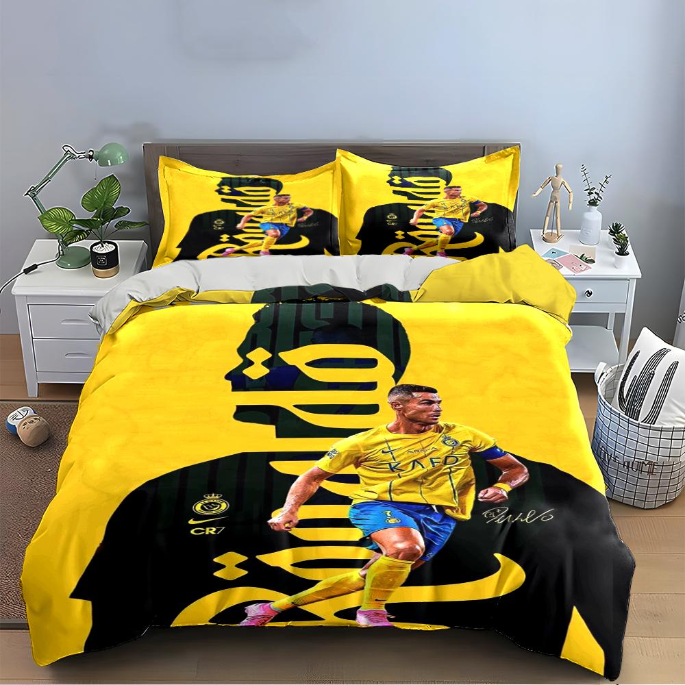 Soccer-Themed Bedding Set Bedding set (1 duvet cover, 2 pillowcases, duvet not included)