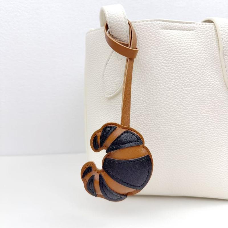 

Handmade Leather Croissant Women S Bag Charm Keychain - Cute Food Backpack Pendant Couple Friend Jewelry Gift