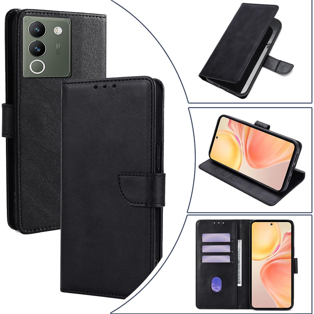 

Ретро чехол-книжка для Vivo Y31 Y51 Y21 2020 Y20 V21E V21 V20 SE Y53S Y55S V23E Y39 Y29 Обложка PU кожаная кобура держатель для карт слот бампер для телефона Vivo S1/V17 NEO(EU) чёрный