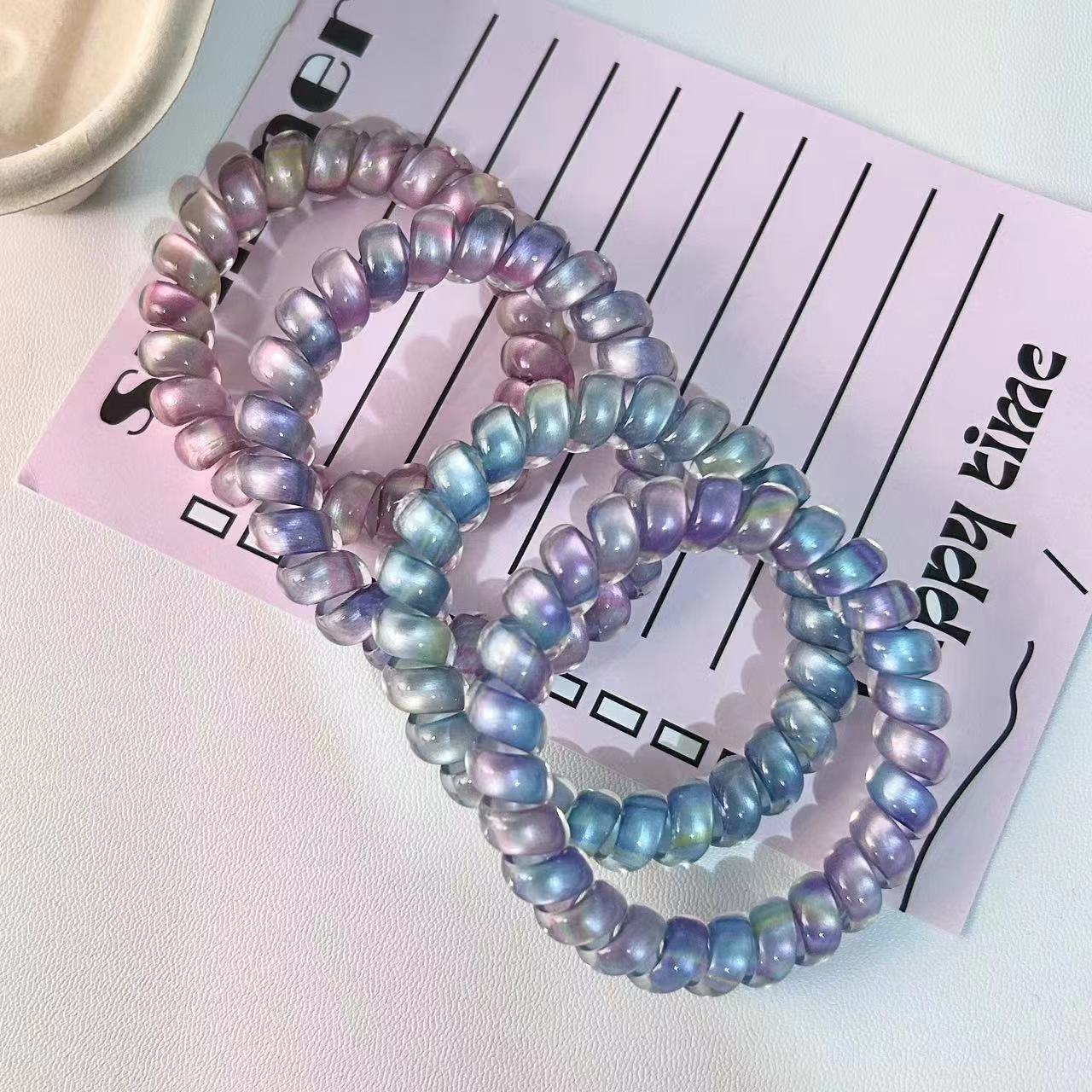 

4 шт. Фантазийная Аврора Телефонный шнур Петля для волос Высокоэластичная Телефонная веревка Веревка для волос Без следов, Без вреда для волос Ле Волосы Маленький размер