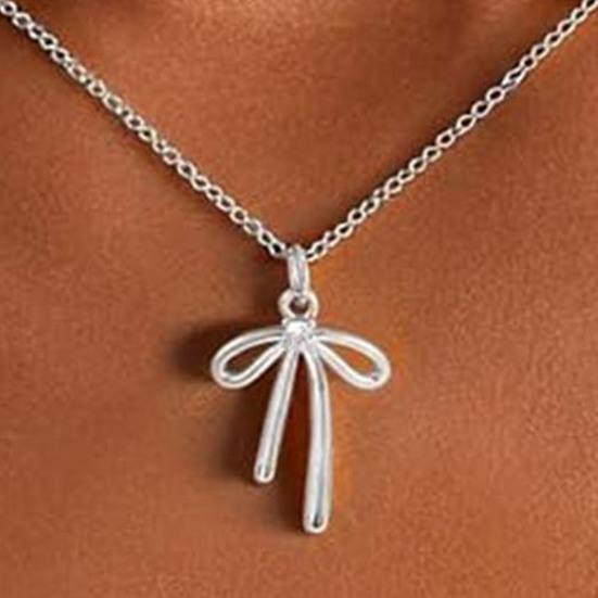 Bow Pendant Necklace Women Bowknot Necklace Girls Cute Bow Charm Necklace Birthday Anniversary Gift for Friend Her