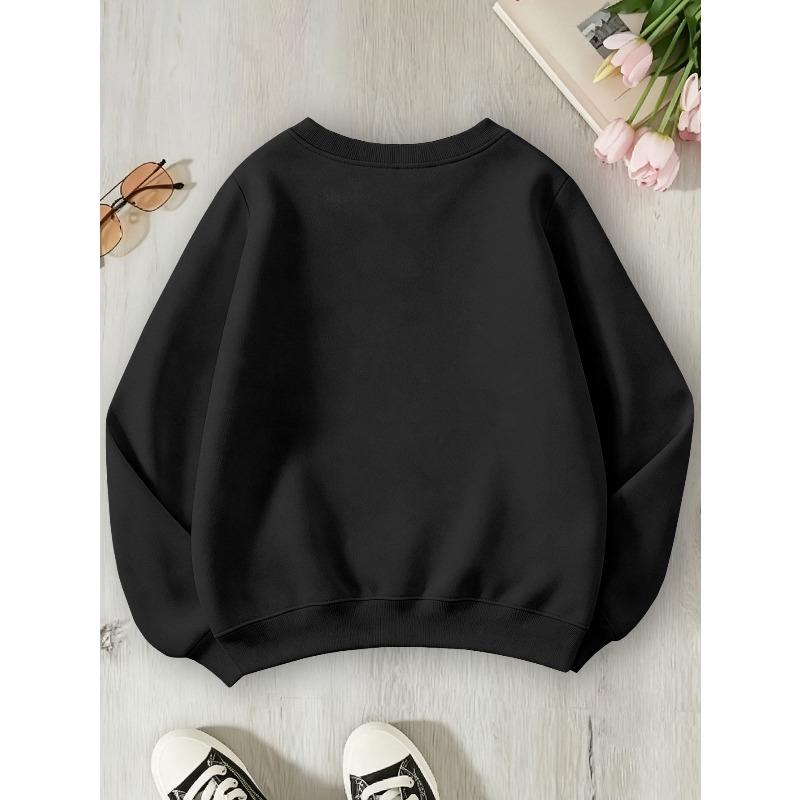 Cat Mother Girls Autumn And Winter Fashion Sweatshirt Creative Christmas Elements Casual Long Sleeve Round Neck, Girl Christmas Gift Print