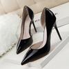 Fashion Women Party 10.5cm High Heels Office Patent Leather Pumps Lady Stiletto Low Heels Scarpins Cutout Elegant Orange Red Shoes