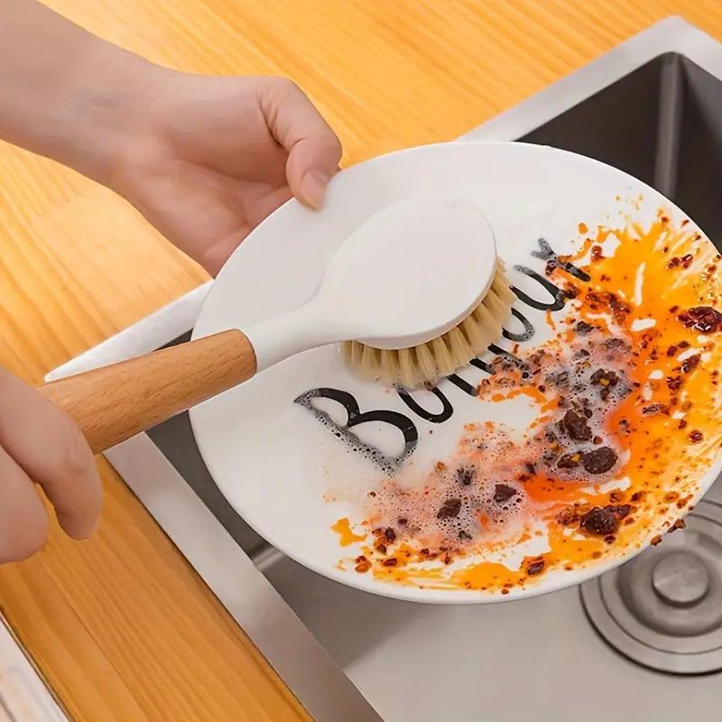 Nordic Wind Kitchen Wash Tool Pot Pan Dish Bowl Wooden Brush Scrubber Cleaning Cleaner Household Cleaning Brush