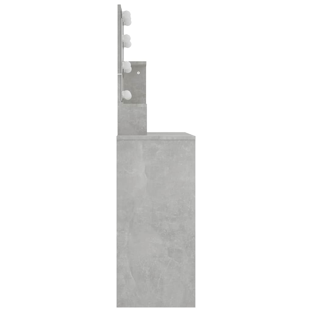Makeup Table with LED Lighting Concrete Grey 86.5 x 35 x 136 cm