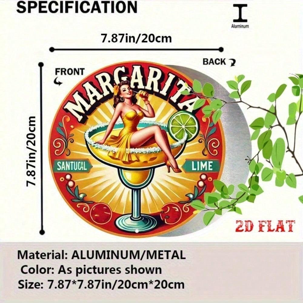 Vintage Retro Round Metal Tin Sign 7.87 Inch Wall Decor for Home Kitchen Bar Garage Margarita Pub Cafe