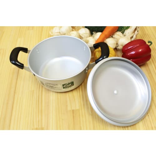 Silver Melitas Aluminum Pot, 18cm, Handled, for Direct Heat Use