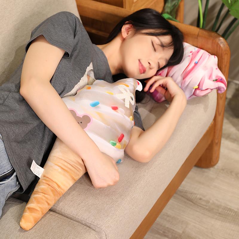 Simulation Ice Cream Plush Toy Soft Stuffed Food Delicious Dessert Doll Kids  Huggable Sleep Accompany Pillow Cushion Home Decor