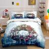 Christmas Wreath with Snowflakes Bedding Duvet Cover Set Duvet Cover Pillowcases  (1*Duvet Cover 2*Pillowcases, without duvet insert)
