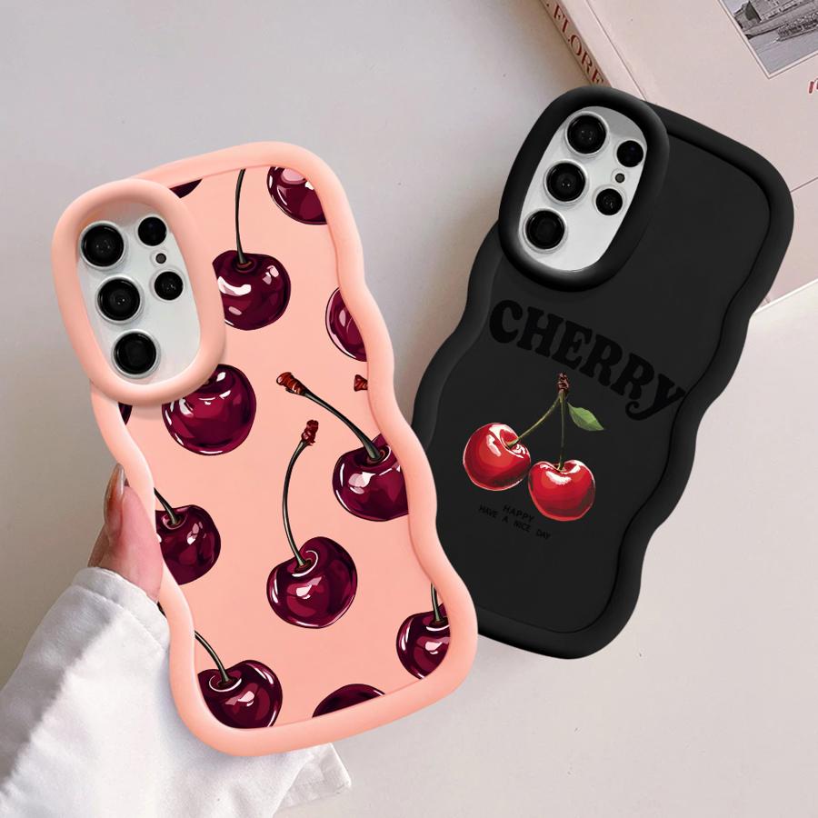 Hülle für Samsung Galaxy S20 FE S22 Ultra A26 S24 S23 Plus S21 A25 S25 Weiche Handyhülle A54 A35 A55 A36 A24 A34 Cartoon Kirsche