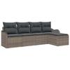 Garden Sofa Set with Cushions and Storage 5 Pcs Grey Poly Rattan