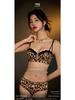 Lace Trim Leopard Print Strapless Push-Up Women's Bust Enhancing Bra Set