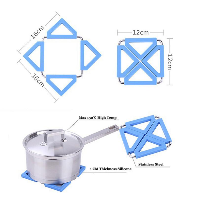 Foldable Square Kitchen Insulation Hot Pad Trivet Coaster Heat Resistant Pads Trivets Mat Multipurpose Silicone Pot Holder