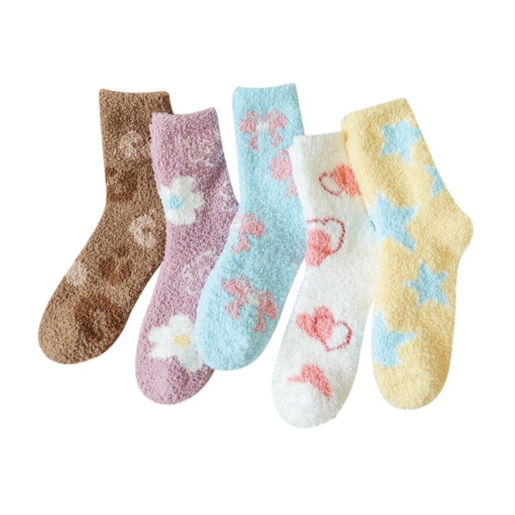 Women's Half Fleece Socks Thickened Mid-tube Socks