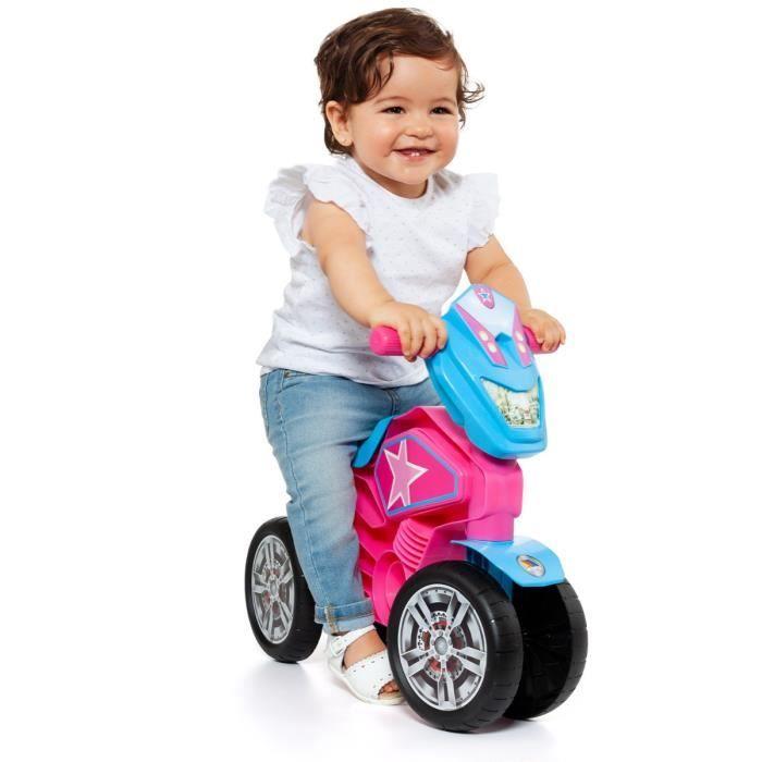 Trotteur Moto Rose pour Bébé - MOLTO - My 1st Molto Cross Star - Hauteur 27cm - Stabilité Maximale
