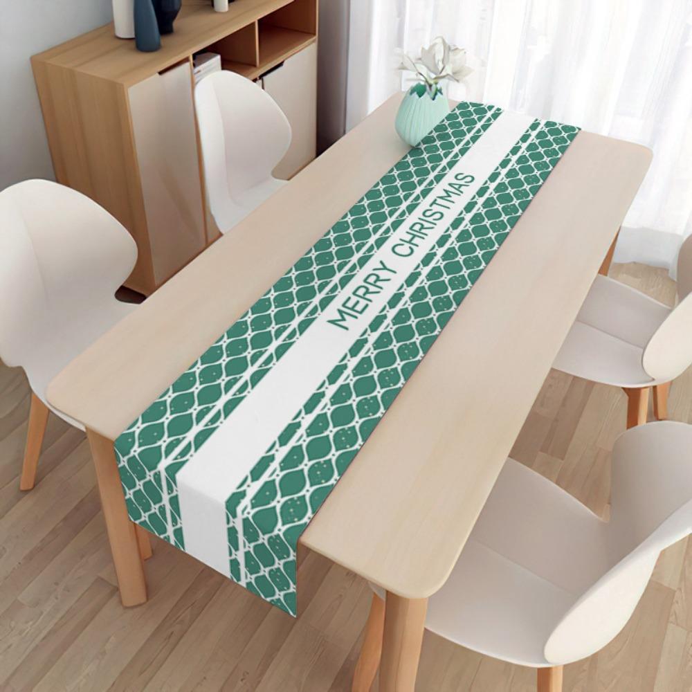 2pcs Christmas Decorative Tablecloth Holiday Gifts Household Long Tablecloth Placemat Linen Table Flag