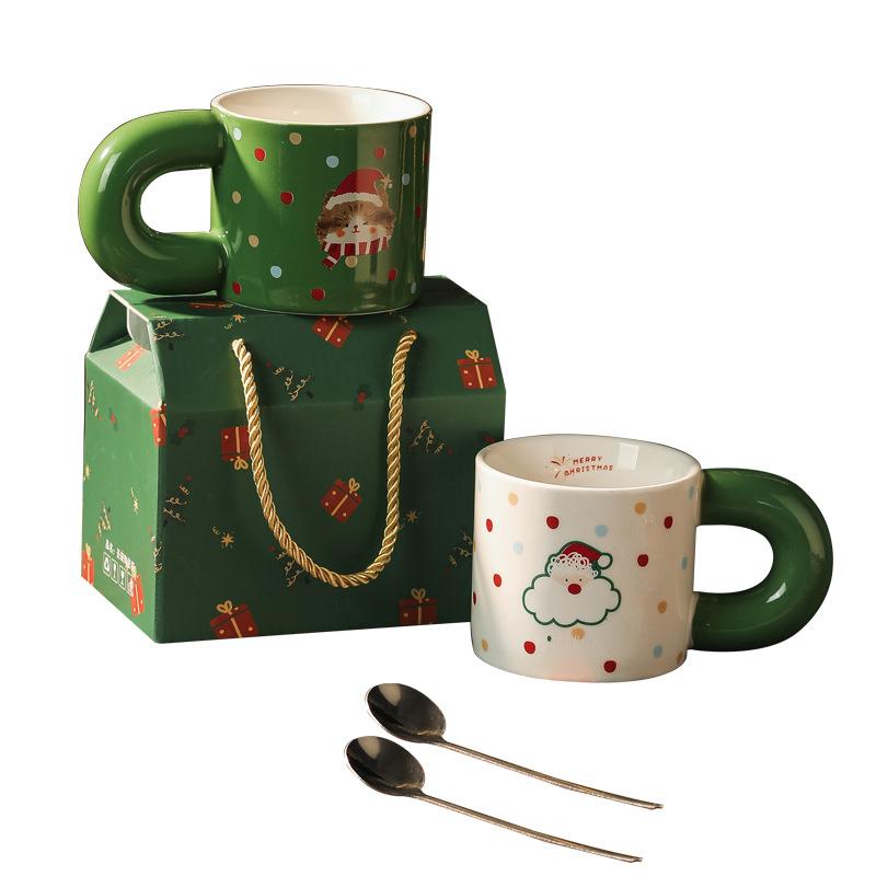 Christmas Ceramic Mug Gift Set High Value Creative Water Cup Coffee Cup Holiday Event Souvenir