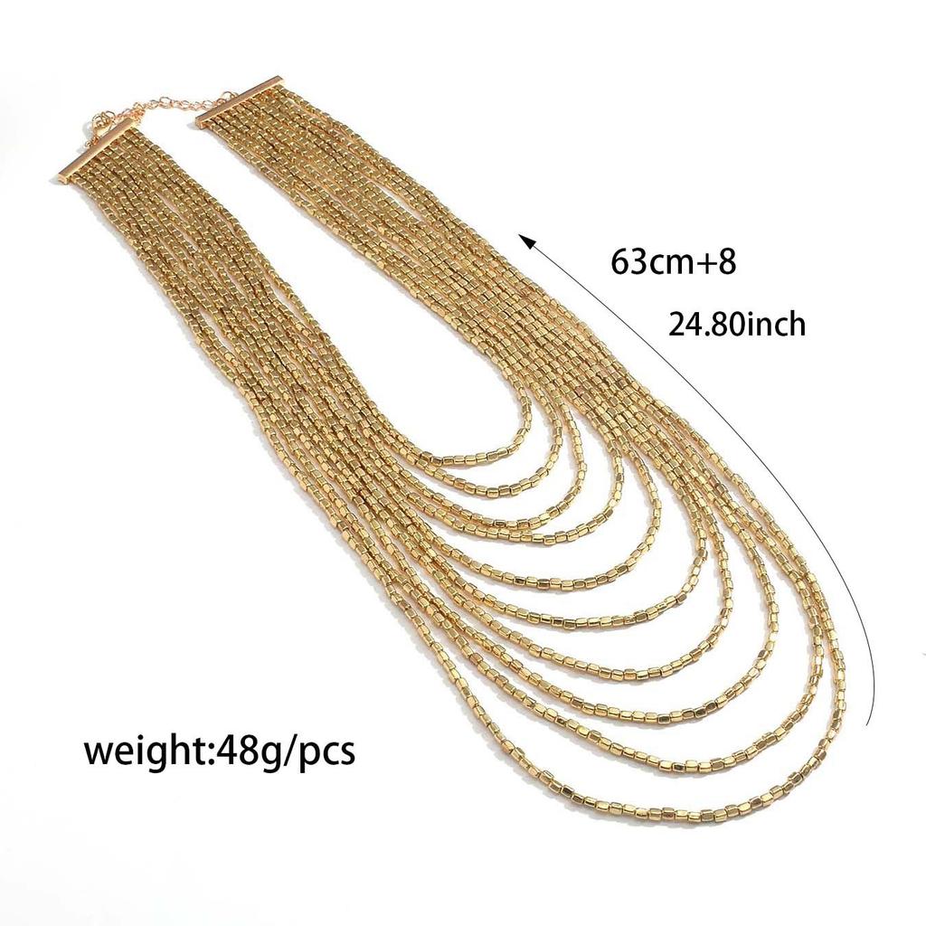 Übertriebene Mehrschichtige Kette Wasserfall Schwerindustrie Schmuckstück Bankett Zubehör Handgefertigte Perlen Mehrschichtiges Halsband