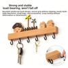 Wooden Key Hook Rack 6 Hooks Sundries Storage Shelf Home Decor Accessory Coat Rack  Entryway