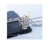 Vintage Golden Horn Hannya Ghost Mask Pendant Men Long Hip Hop Sweater Necklace