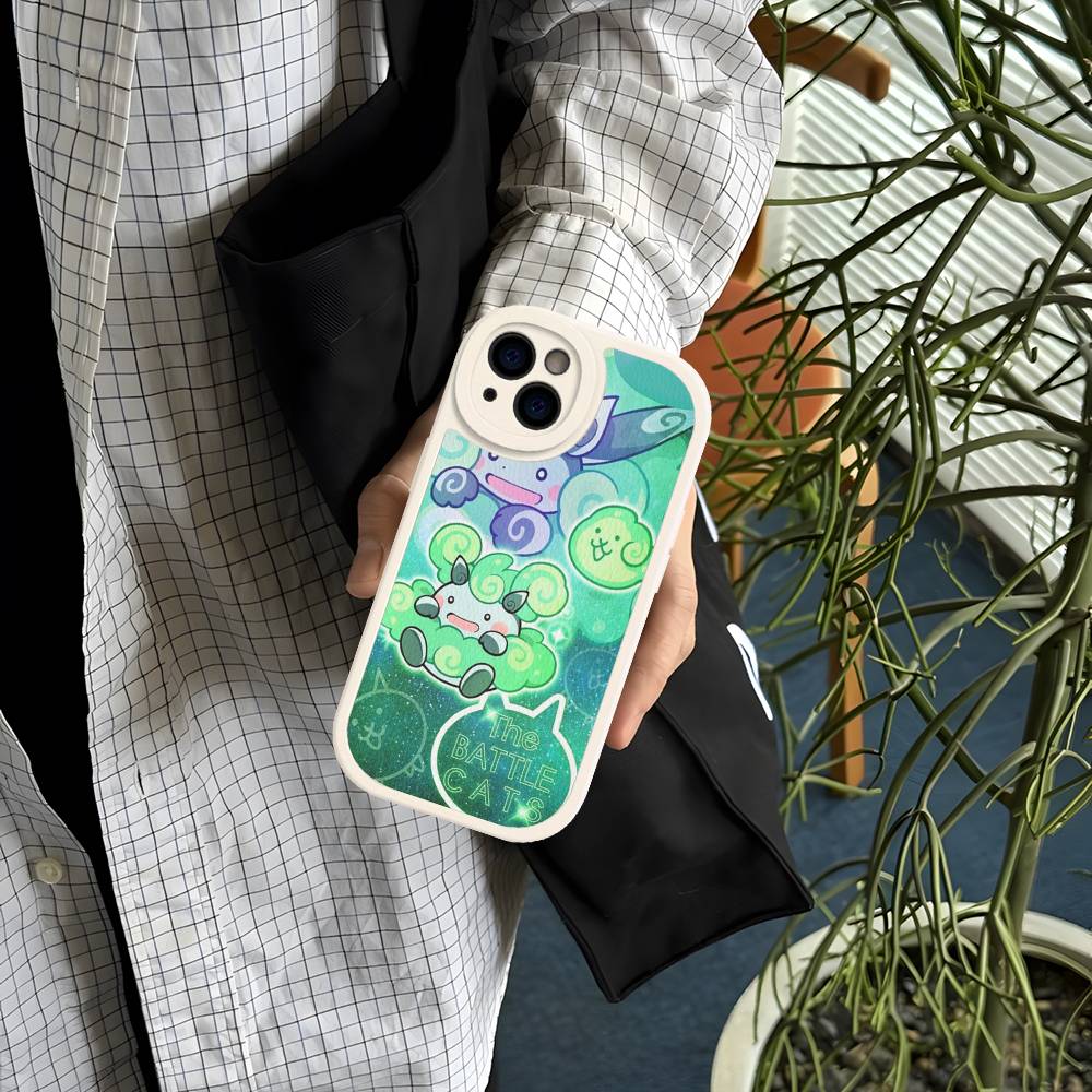 B-Battle Cats Anime Game Leather Phone Case For IPhone 16 15 14 13 12 11 Pro Max Plus Shockproof Cover