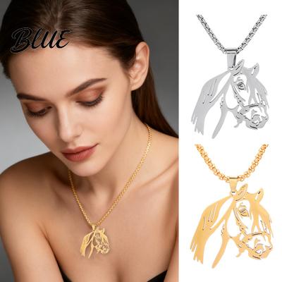 Non-fading Necklace Horse Head Pendant Silhouette Charm Women Men Jewelry
