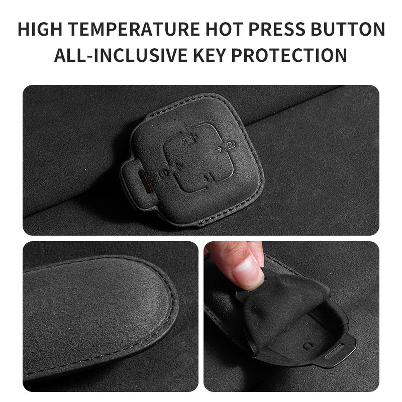 Suede Car Flip Key Case Cover Fob For Zeekr X 001 007 009 7X Mix Smart Remote Keychain Protector Shell Decorative Accessories