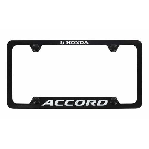 License Frame Inc. Honda Accord Wordmark Black Metal License Plate Frame Holder (4 Holes)