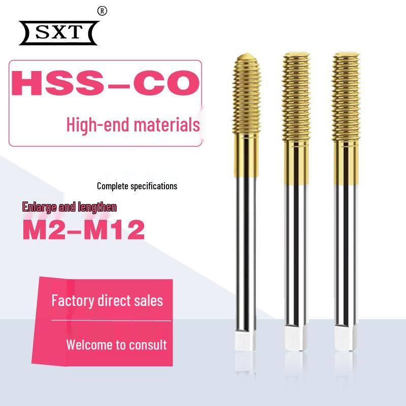 Cobalt-Plated Titanium Tap for Aluminum, M2*100 to M12*130 Extrusion with 0.03-0.05mm Tolerance