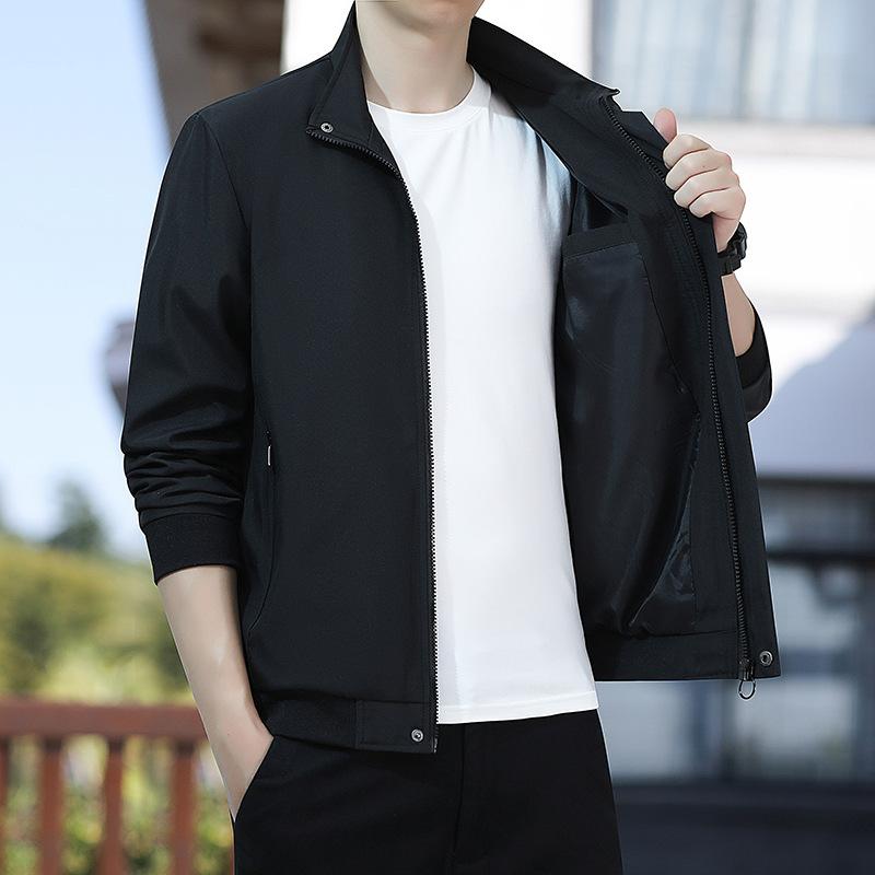 Baseball Collar Spring and Autumn Solid Color Versatile Casual Korean Version Loose Stand-up Collar Top Jacket Jacket