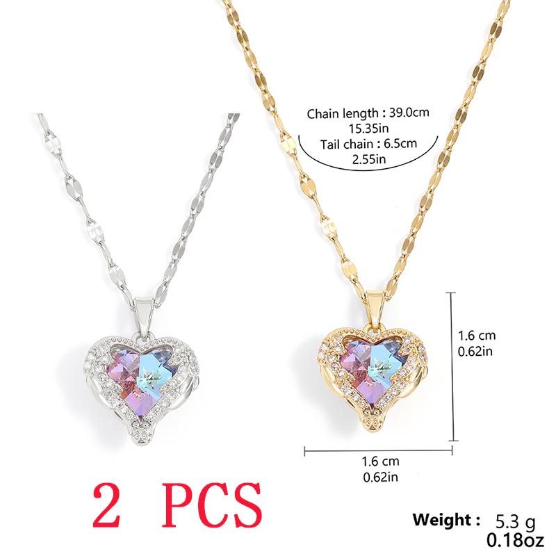 Trendy Heart OF Ocean Stainless Steel Cubic Zirconia Necklaces For Women Men Gold Color Metal Crystal Party Everyday Zircon