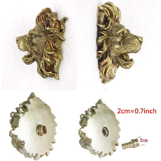 Lion Head Wall Hanging Water Fountain Nozzle Sprinkler Golden Garden Pond Fountain Water Spray Head Watering Outdoor Sculpture Decor Accessories