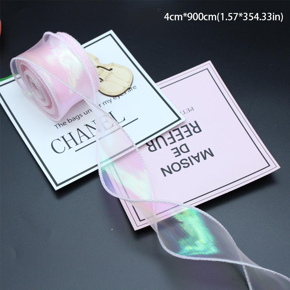 

10 метров/рулон органза пряжа лента упаковочный материал для цветов флорист упаковочные материалы снежная пряжа лента волнистая лента розовый