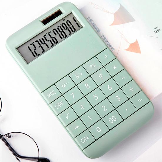 12-Digit Desktop Calculator with Removable Keycaps Solar Battery Dual Power Supply Modern