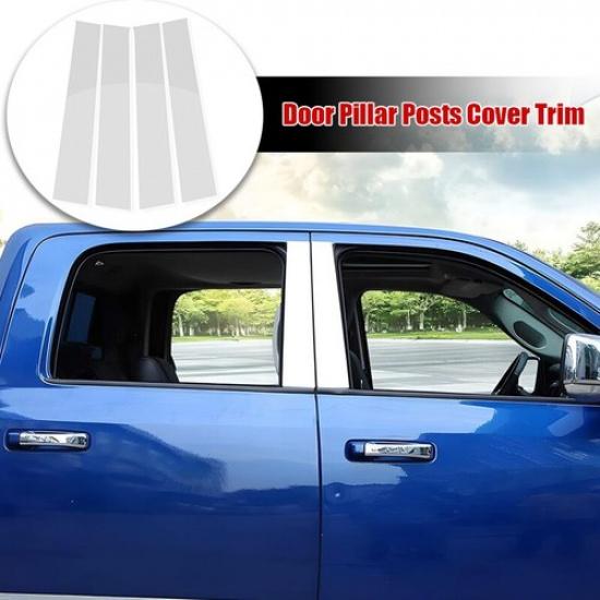 For Dodge Ram 1500 2500 3500 09-2018 Pillar Posts Door Trim Cover Molding Chrome