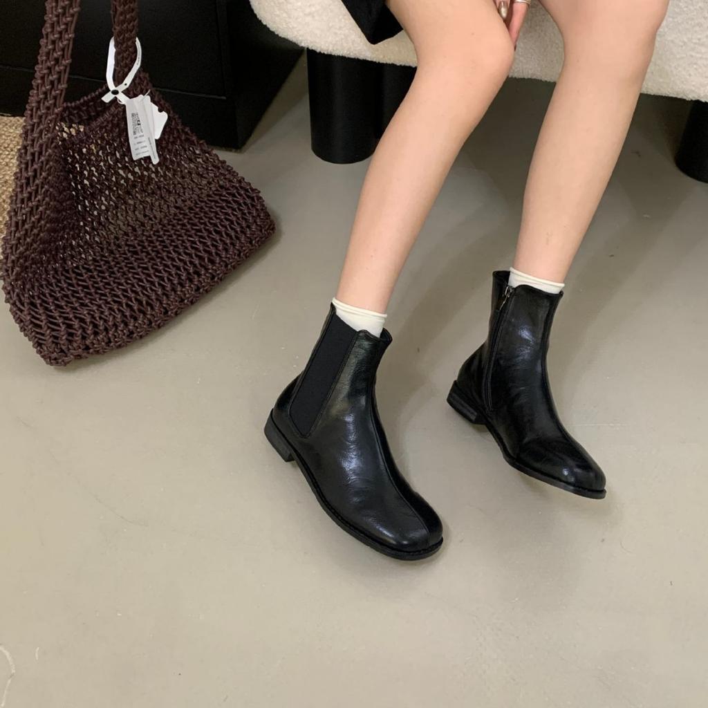 2025 New Autumn and Winter Soft-soled Rear Zipper Niche Low Tube Martin Fashion Women's Short Boots Suede Chelsea Boots