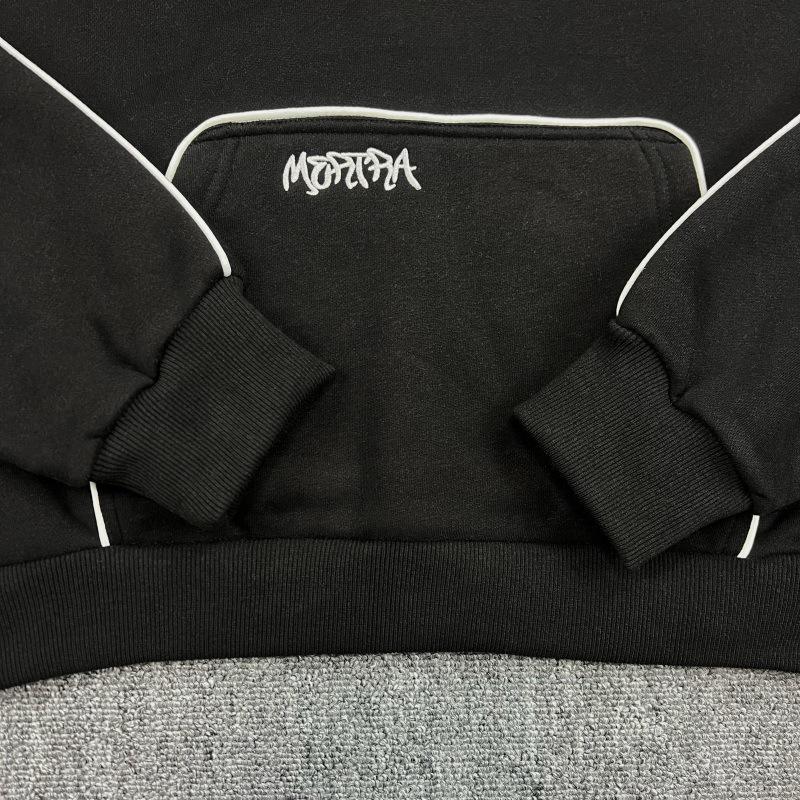 Bluza z kapturem Unisex Mertra: Zimowa kurtka patchworkowa z rękawami batwing, haftowana, podszyta polarem, luźny krój